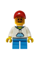 Boy wearing a white hoodie with blue pockets, red short bill cap, and blue short legs - cty0192