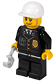 Police - City Suit with Blue Tie and Badge, Black Legs, White Short Bill Cap, Smirk and Stubble Beard - cty0204