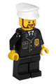 Police - City Suit with Blue Tie and Badge, Black Legs, White Hat, Brown Beard Rounded - cty0209