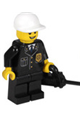 Police - City Suit with Blue Tie and Badge, Black Legs, White Short Bill Cap, Open Grin - cty0210