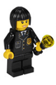Police - City Suit with Blue Tie and Badge, Black Legs, Black Bob Cut Hair - cty0211