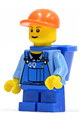 Overalls with Tools in Pocket Blue, Orange Short Bill Cap, Blue Short Legs, D-Basket - cty0214