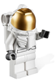 Minifigure in a spacesuit with white legs, wearing a blue short bill cap and featuring brown eyebrows - cty0221