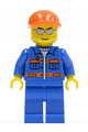 Blue Jacket with Pockets and Orange Stripes, Blue Legs, Orange Short Bill Cap, Silver Sunglasses - cty0227