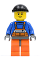 Overalls with Safety Stripe Orange, Orange Legs and Dark Bluish Gray Hips, Black Knit Cap - cty0238