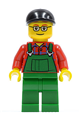 Overalls Farmer Green, Black Short Bill Cap and Glasses - cty0245