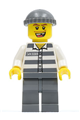 Police - Jail Prisoner 50380 Prison Stripes, Dark Bluish Gray Legs, Dark Bluish Gray Knit Cap, Missing Tooth - cty0253