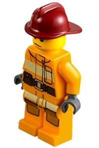 Fire - Bright Light Orange Fire Suit with Utility Belt, Dark Red Fire Helmet, Sweat Drops cty0279