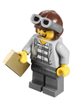 Prisoner with jail jacket over prison stripes, dark bluish gray legs, aviator cap with goggles, and a missing tooth - cty0282