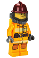 Fire - Bright Light Orange Fire Suit with Utility Belt, Dark Red Fire Helmet, Yellow Airtanks, Black Eyebrows, Chin Dimple - cty0307
