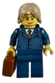 Businessman Pinstripe Jacket and Gold Tie, Dark Blue Legs, Dark Tan Mid-Length Tousled Hair - cty0315