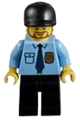 Police - City Shirt with Dark Blue Tie and Gold Badge, Black Legs, Black Short Bill Cap, Brown Beard Rounded - cty0316