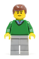 Green V-Neck Sweater, Light Bluish Gray Legs, Reddish Brown Hair - cty0318