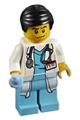 Doctor - Long Lab Coat over Dark Azure Shirt, Stethoscope, Black Smooth Hair - cty0319