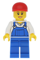 Female in blue overalls