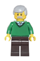 Green V-Neck Sweater, Dark Brown Legs, Light Bluish Gray Male Hair - cty0330