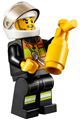 Firefighter wearing a white helmet and a reflective stripe vest with pockets and shoulder strap - cty0344