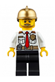 Fire chief with a white shirt with tie and belt, black legs, and a gold fire helmet - cty0350
