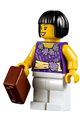 Female Dark Purple Blouse with Gold Sash and Flowers, White Legs, Black Bob Cut Hair - cty0354