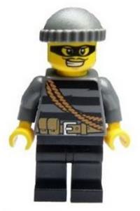 Burglar Minifigure - Burglar wearing a dark bluish gray knit cap and mask - cty0358