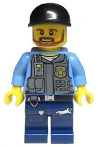 Elite Police Officer Minifigure - LEGO City undercover elite police officer 1 with a black beard - cty0360a