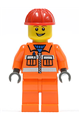 Construction Worker - Orange Zipper, Safety Stripes, Orange Arms, Orange Legs, Red Construction Helmet, Open Grin - cty0368