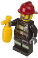 Firefighter with a dark red fire helmet, gray beard, and reflective stripes with utility belt - cty0381