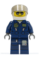 Forest Police - Helicopter Pilot, Dark Blue Flight Suit with Badge, Helmet, Black and Silver Sunglasses, NO Eyebrows - cty0383
