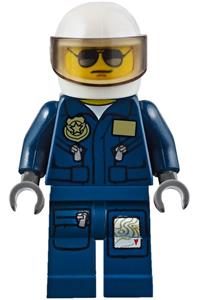 Forest Police - Helicopter Pilot, Dark Blue Flight Suit with Badge, Helmet, Black and Silver Sunglasses, Black Eyebrows cty0383a