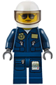 Forest Police - Helicopter Pilot, Dark Blue Flight Suit with Badge, Helmet, Black and Silver Sunglasses, Black Eyebrows - cty0383a