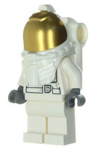 Spacesuit Minifigure - Minifigure wearing a spacesuit with white legs, underwater helmet, and visor - cty0384