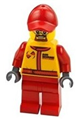 Monster truck mechanic in a race suit with Airborne Spoilers logo, wearing a red cap with hole and safety goggles - cty0387