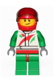 Race Car Driver, White Race Suit with Octan Logo, Red Helmet with Trans-Black Visor, Crooked Smile with Brown Dimple - cty0389a