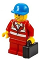 Male paramedic wearing a red uniform and a blue short bill cap - cty0394