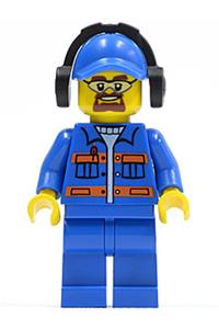 Blue Jacket with Pockets and Orange Stripes, Blue Legs, Blue Cap with Hole, Headphones, Safety Goggles cty0401