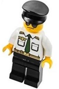 Airport - Pilot, White Shirt with Dark Green Tie and Belt, Black Legs, Black Hat cty0403