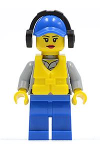Coast Guard Crew Member Minifigure - Coast Guard City - Crew Member Female, Blue Cap with Hole, Headphones - cty0410