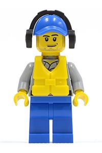 Coast Guard Crew Member Minifigure - Male coast guard city crew member wearing a blue cap with hole and headphones - cty0418