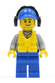 Male coast guard city crew member wearing a blue cap with hole and headphones - cty0418