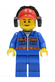 Blue Jacket with Pockets and Orange Stripes, Blue Legs, Red Cap with Hole, Headphones - cty0420