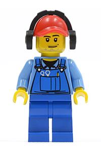 Cargo Worker - Overalls with Tools in Pocket Blue, Red Cap with Hole, Headphones cty0421