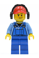 Cargo Worker - Overalls with Tools in Pocket Blue, Red Cap with Hole, Headphones - cty0421