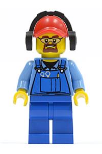 Cargo Worker - Overalls with Tools in Pocket Blue, Red Cap with Hole, Headphones, Safety Goggles cty0422