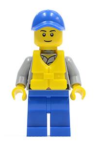 Coast Guard Crew Member Minifigure - Crew member from Coast Guard City wearing a blue cap with a hole - cty0424