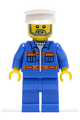 City worker with a white hat and gray beard, wearing a blue jacket with orange stripes and blue legs - cty0426