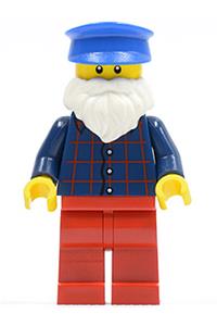Plaid Button Shirt, Red Legs, White Short Beard, Blue Hat cty0442
