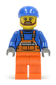 Overalls with Safety Stripe Orange, Orange Legs, Blue Short Bill Cap, Brown Beard - cty0459