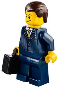 Businessman Pinstripe Jacket and Gold Tie, Dark Blue Legs, Dark Brown Hair, Crooked Smile cty0460