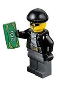 Bandit Minifigure - Male city bandit wearing a black knit cap and mask - cty0462