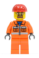 Construction Worker - Orange Zipper, Safety Stripes, Orange Arms, Orange Legs, Red Construction Helmet, Beard and Safety Goggles - cty0483